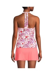 Lands' End Women's Chlorine Resistant Square Neck Halter Tankini Swimsuit Top - Wood lily multi floral paisley