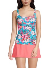 Lands' End Women's Chlorine Resistant Square Neck Underwire Tankini Swimsuit Top - Deep sea polka dot