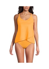 Lands' End Women's V-Neck Tulip Hem Tankini Swimsuit Top - Sweet mango