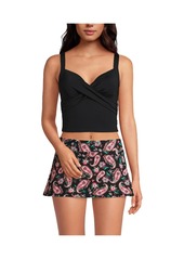 Lands' End Women's V-Neck Wrap Midkini Swimsuit Top - Black