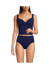 Lands' End Women's V-Neck Wrap Midkini Swimsuit Top - Black