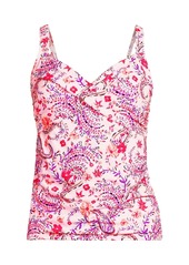 Lands' End Women's V-Neck Wrap Underwire Tankini Swimsuit Top - Deep sea navy ditsy floral