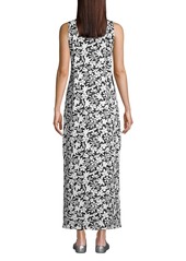 Lands' End Women's Cotton Jersey Sleeveless Swim Cover-up Maxi Dress - Black havana floral