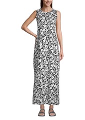 Lands' End Women's Cotton Jersey Sleeveless Swim Cover-up Maxi Dress - Black havana floral