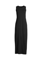 Lands' End Women's Cotton Jersey Sleeveless Swim Cover-up Maxi Dress - Black havana floral