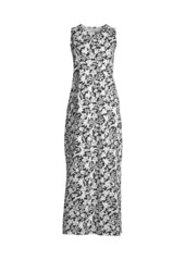 Lands' End Women's Cotton Jersey Sleeveless Swim Cover-up Maxi Dress - White/deep sea stripe