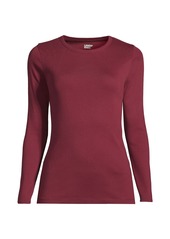 Lands' End Women's Long Sleeve Crew Neck T-Shirt - Rich burgundy