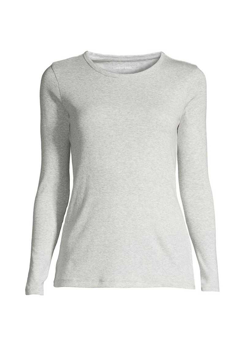 Lands' End Women's Long Sleeve Crew Neck T-Shirt - Classic gray heather