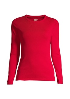 Lands' End Women's Long Sleeve Crew Neck T-Shirt - Rich red
