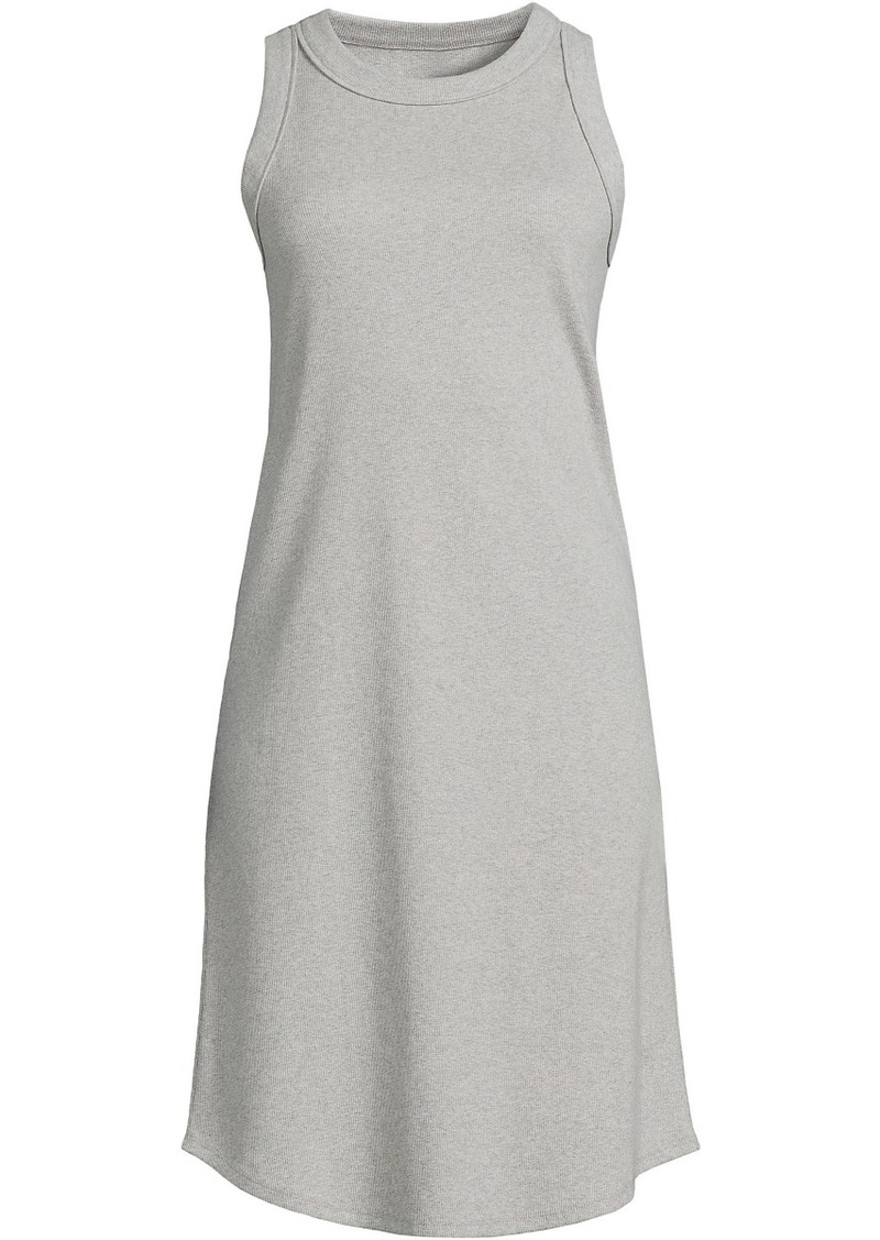 Lands' End Women's Cotton Rib Sleeveless Midi Tank Dress - Gray heather