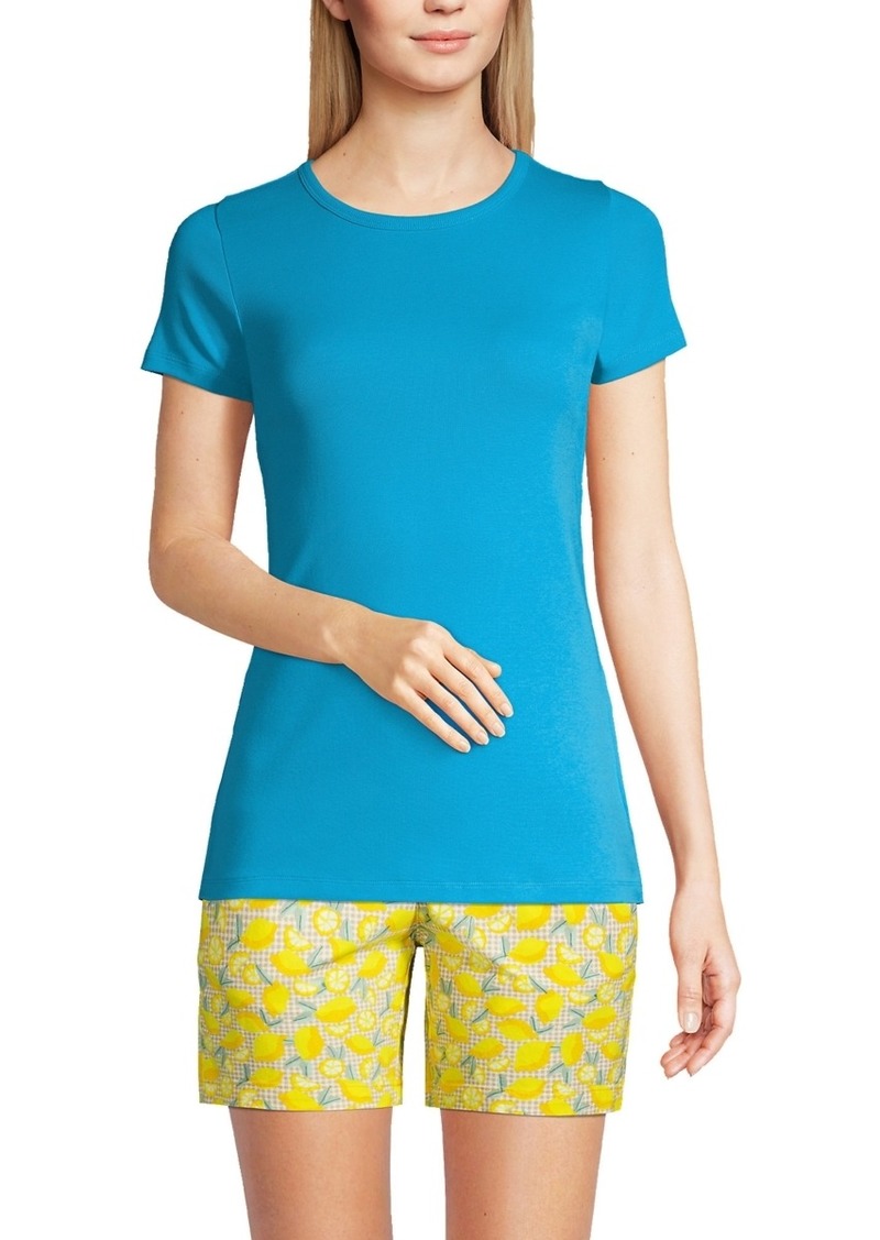 Lands' End Women's Cotton Rib T-shirt - Island turquoise