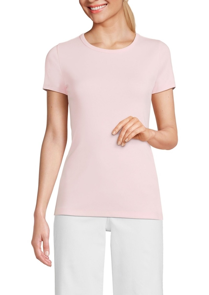 Lands' End Women's Petite Cotton Rib T-shirt - Simply pink