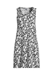 Lands' End Women's Cotton Slub Swing Tank Dress - Black havana floral