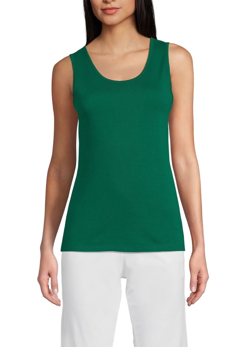 Lands' End Women's Cotton Tank Top - Bright spruce