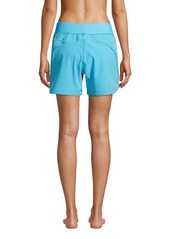 "Lands' End Women's Curvy Fit 5"" Quick Dry Board Shorts Swim Shorts with Panty - Deep sea navy"