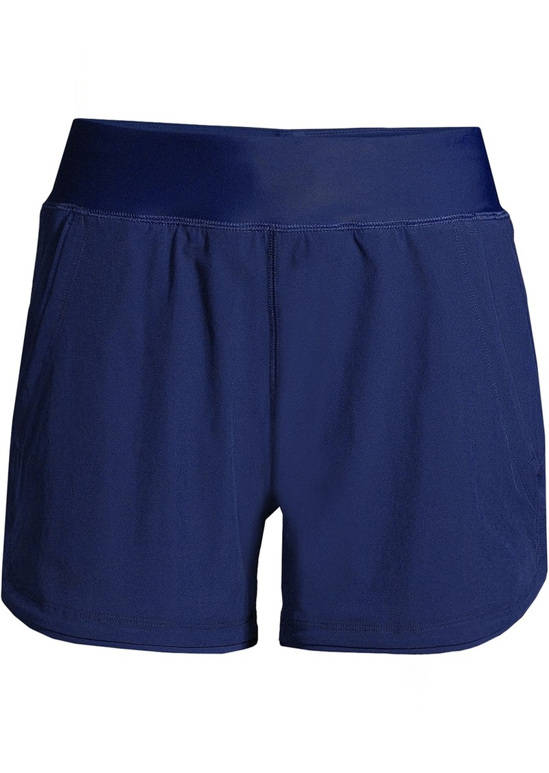 "Lands' End Women's Curvy Fit 5"" Quick Dry Board Shorts Swim Shorts with Panty - Deep sea navy"