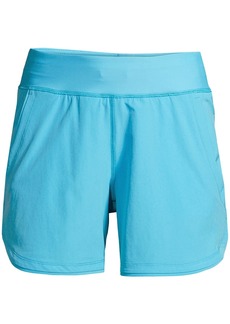 "Lands' End Women's Curvy Fit 5"" Quick Dry Swim Shorts with Panty - Turquoise"