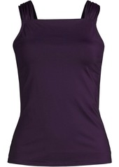 Lands' End Women's D-Cup Cap Sleeve High Neck Tankini Swimsuit Top - Blackberry