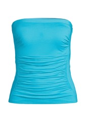 Lands' End Women's D-Cup Chlorine Resistant Bandeau Tankini Swimsuit Top - Turquoise