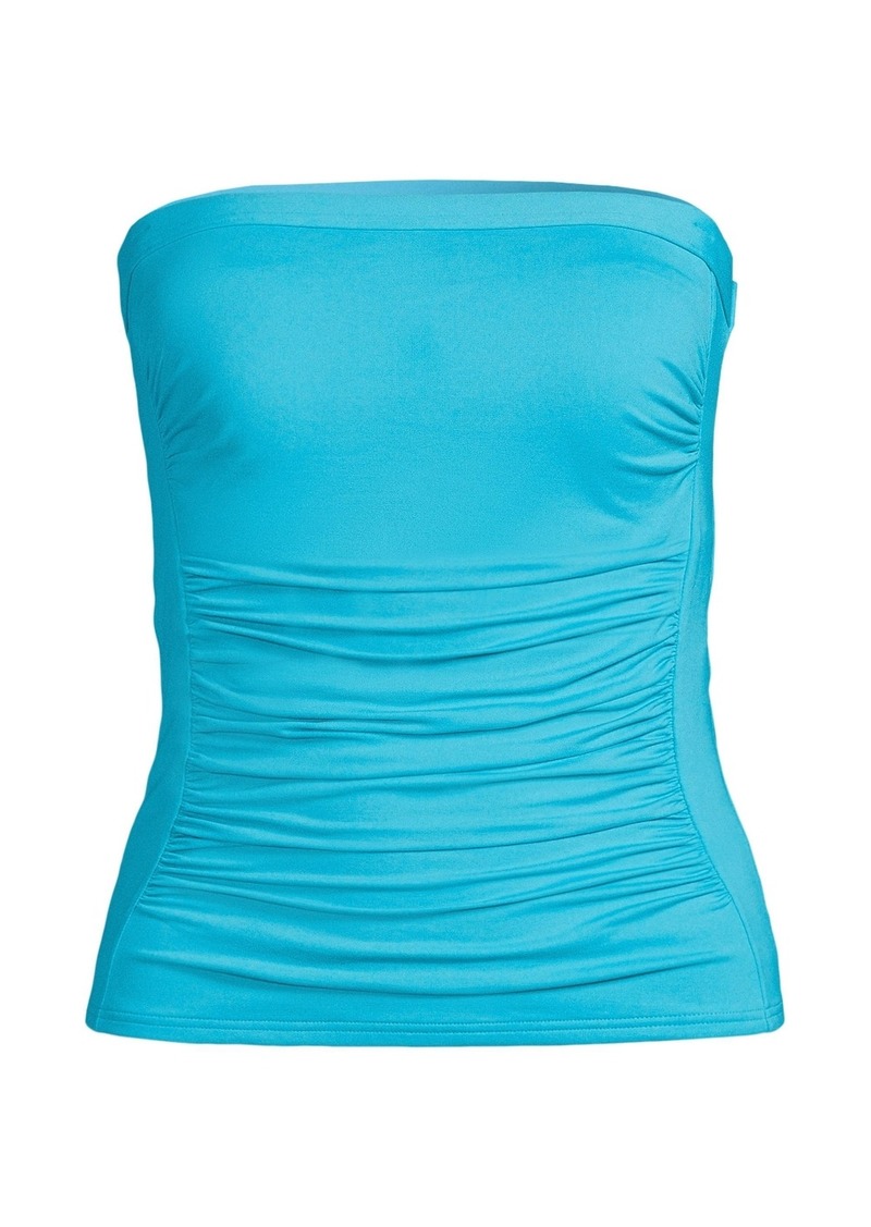 Lands' End Women's D-Cup Chlorine Resistant Bandeau Tankini Swimsuit Top - Turquoise