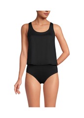 Lands' End Women's D-Cup Scoop Neck One Piece Fauxkini Swimsuit - Black