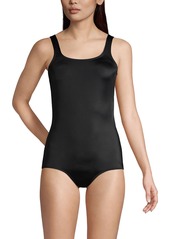 Lands' End Women's D-Cup Chlorine Resistant Soft Cup Tugless Sporty One Piece Swimsuit - Black