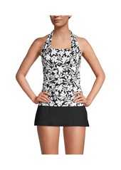 Lands' End Women's D-Cup Chlorine Resistant Square Neck Halter Tankini Swimsuit Top - Wood lily multi floral paisley