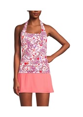 Lands' End Women's D-Cup Chlorine Resistant Square Neck Halter Tankini Swimsuit Top - Wood lily multi floral paisley