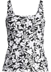 Lands' End Women's D-Cup Chlorine Resistant Square Neck Underwire Tankini Swimsuit Top - Black havana floral