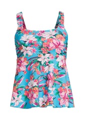 Lands' End Women's D-Cup Flutter Tankini Top - Blackberry ornate floral