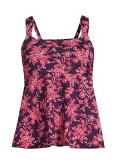 Lands' End Women's D-Cup Flutter Tankini Top - Blackberry ornate floral