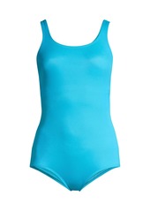 Lands' End Women's D-Cup Chlorine Resistant Soft Cup Tugless Sporty One Piece Swimsuit - Turquoise