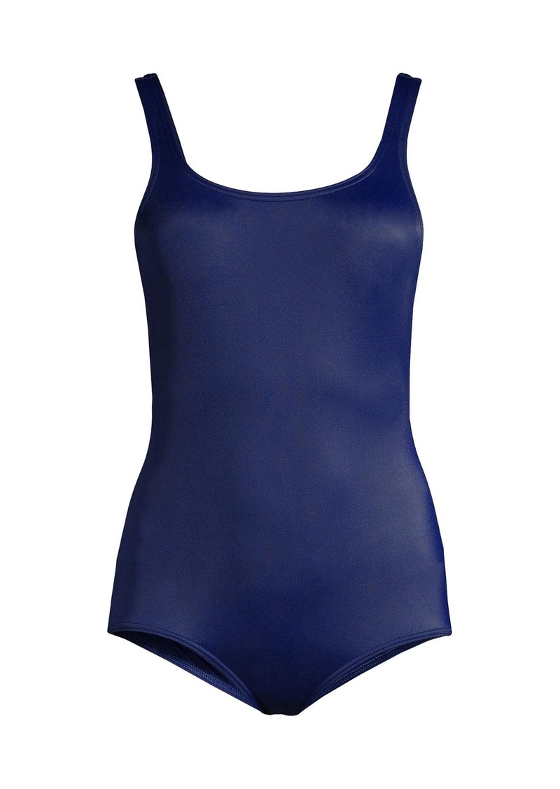 Lands' End Women's D-Cup Chlorine Resistant Soft Cup Tugless Sporty One Piece Swimsuit - Deep sea navy