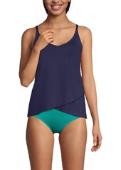 Lands' End Women's D-Cup V-Neck Tulip Hem Tankini Swimsuit Top - Deep sea navy