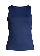 Lands' End Women's Dd-Cup High Neck Upf 50 Sun Protection Modest Tankini Swimsuit Top - Deep sea navy