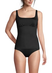 Lands' End Women's Ddd-Cup Square Neck Underwire Tankini Swimsuit Top Adjustable Straps - Black