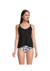 Lands' End Women's Ddd-Cup V-Neck Tulip Hem Tankini Swimsuit Top - Black