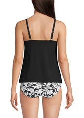 Lands' End Women's Ddd-Cup V-Neck Tulip Hem Tankini Swimsuit Top - Black