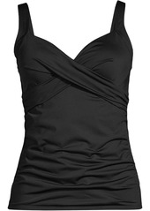 Lands' End Women's Ddd-Cup V-Neck Wrap Wireless Tankini Swimsuit Top - Black