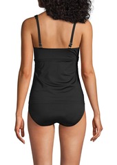 Lands' End Women's Ddd-Cup V-Neck Wrap Wireless Tankini Swimsuit Top - Black