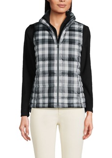 Lands' End Women's Down Puffer Vest - Gray ivory buffalo plaid