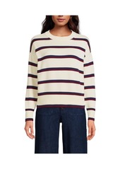 Lands' End Women's Drifter Easy Fit Sweater - Fresh ivory wide stripe