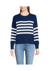 Lands' End Women's Drifter Easy Fit Sweater - Fresh ivory wide stripe