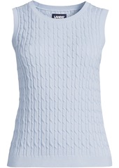 Lands' End Women's Fine Gauge Cable Tank Sweater - Soft blue haze