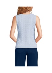 Lands' End Women's Fine Gauge Cable Tank Sweater - Soft blue haze