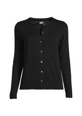 Lands' End Women's Fine Gauge Cotton Cardigan Sweater - Black