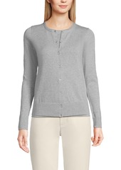 Lands' End Women's Fine Gauge Cotton Cardigan Sweater - Black