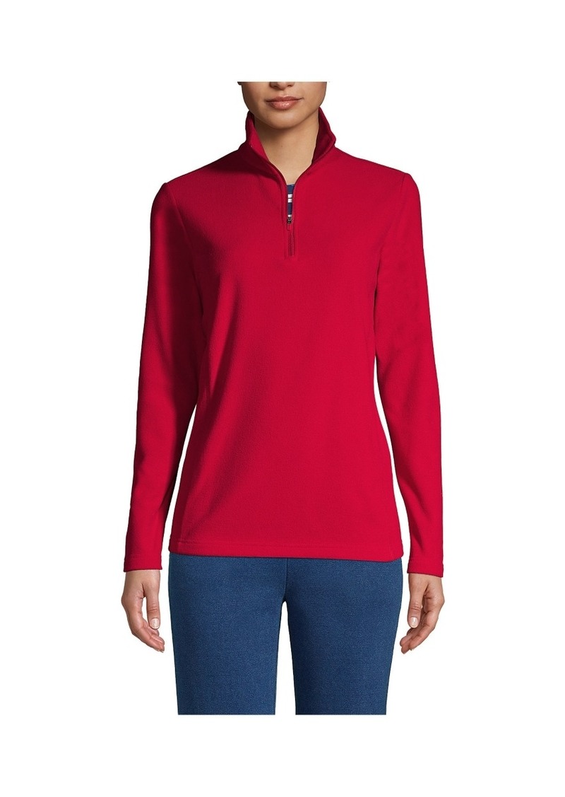 Lands' End Women's Anyweather Fleece Quarter Zip Pullover - Rich red