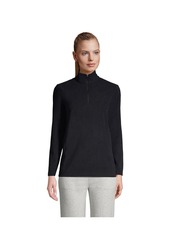 Lands' End Women's Fleece Quarter Zip Pullover - Black