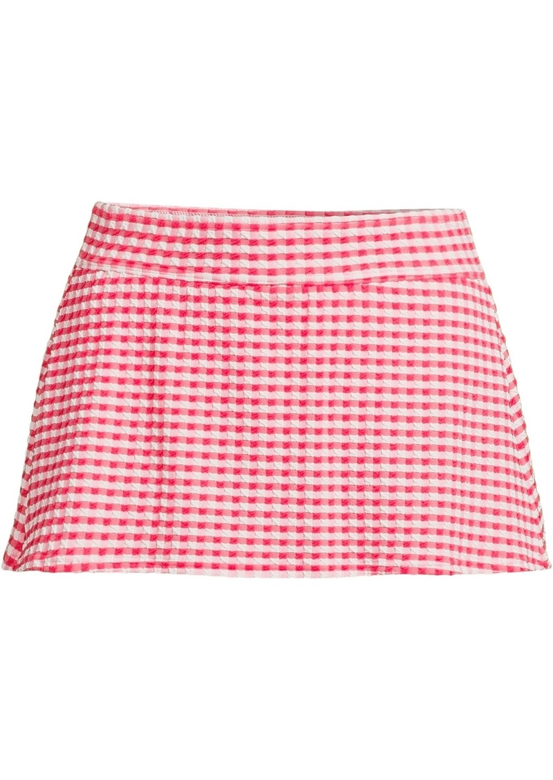 Lands' End Women's Gingham Mini Swim Skirt Swim Bottoms - Rouge pink/white gingham